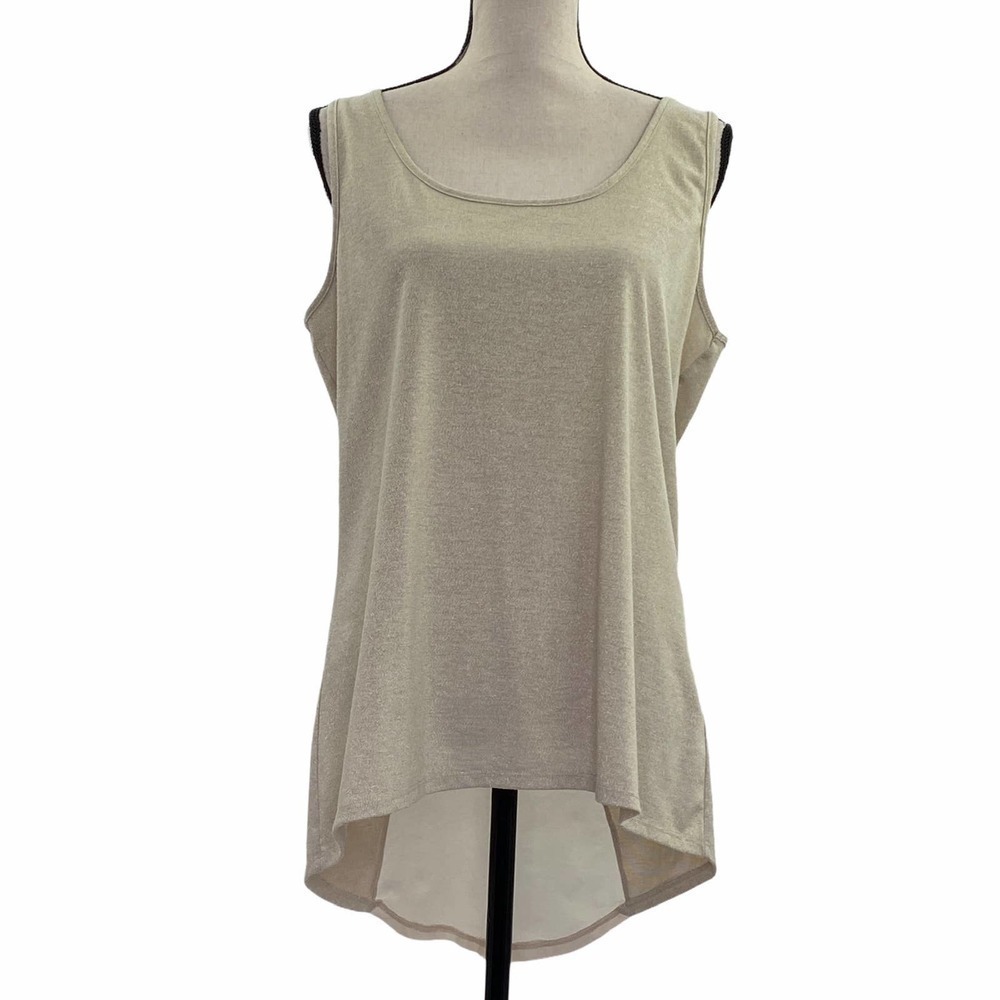 TEMPTED Beige Sleeveless High Low Blouse Large